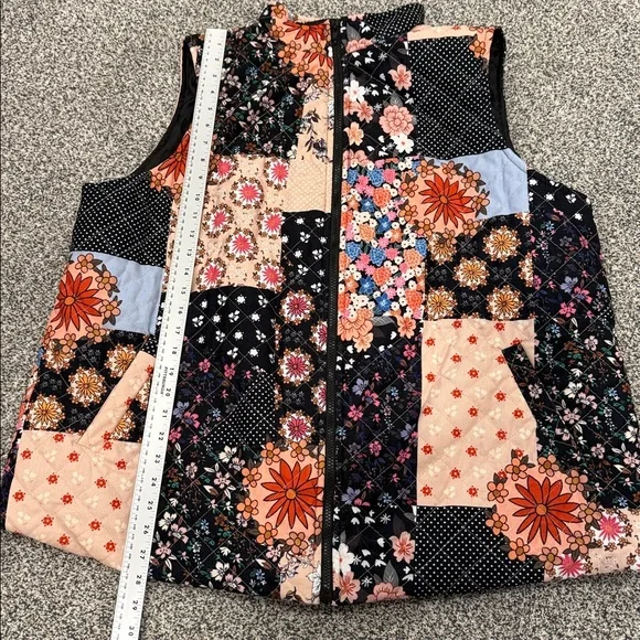 Emery Rose Black Layering Patchwork Floral Boho Cottagecore Women's Vest Sz 3XL - Picture 9 of 10